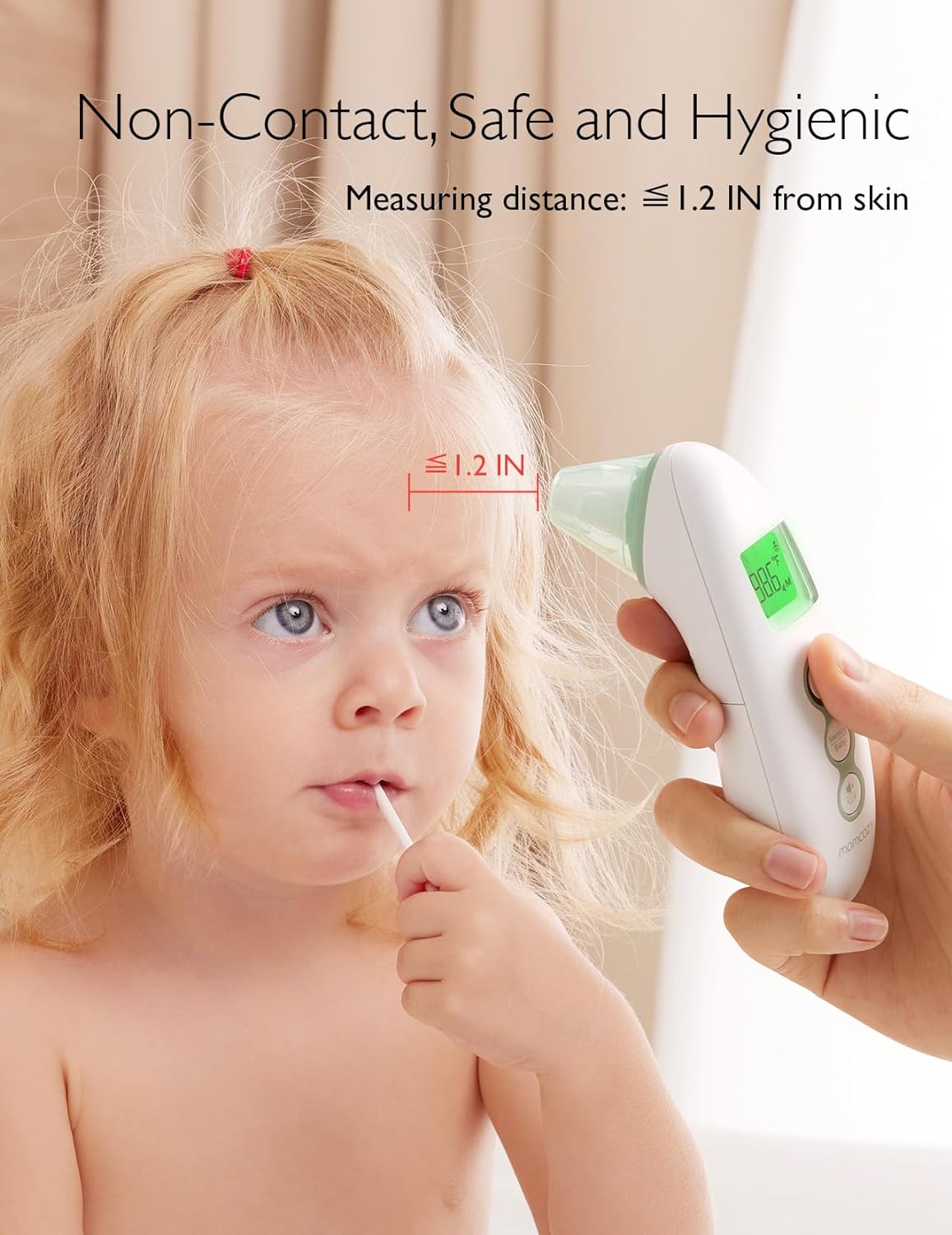Momcozy Non - Contact Forehead & Ear Thermometer for Adults & Children, Infrared with Fever Alarm, Mute & Memory Functions