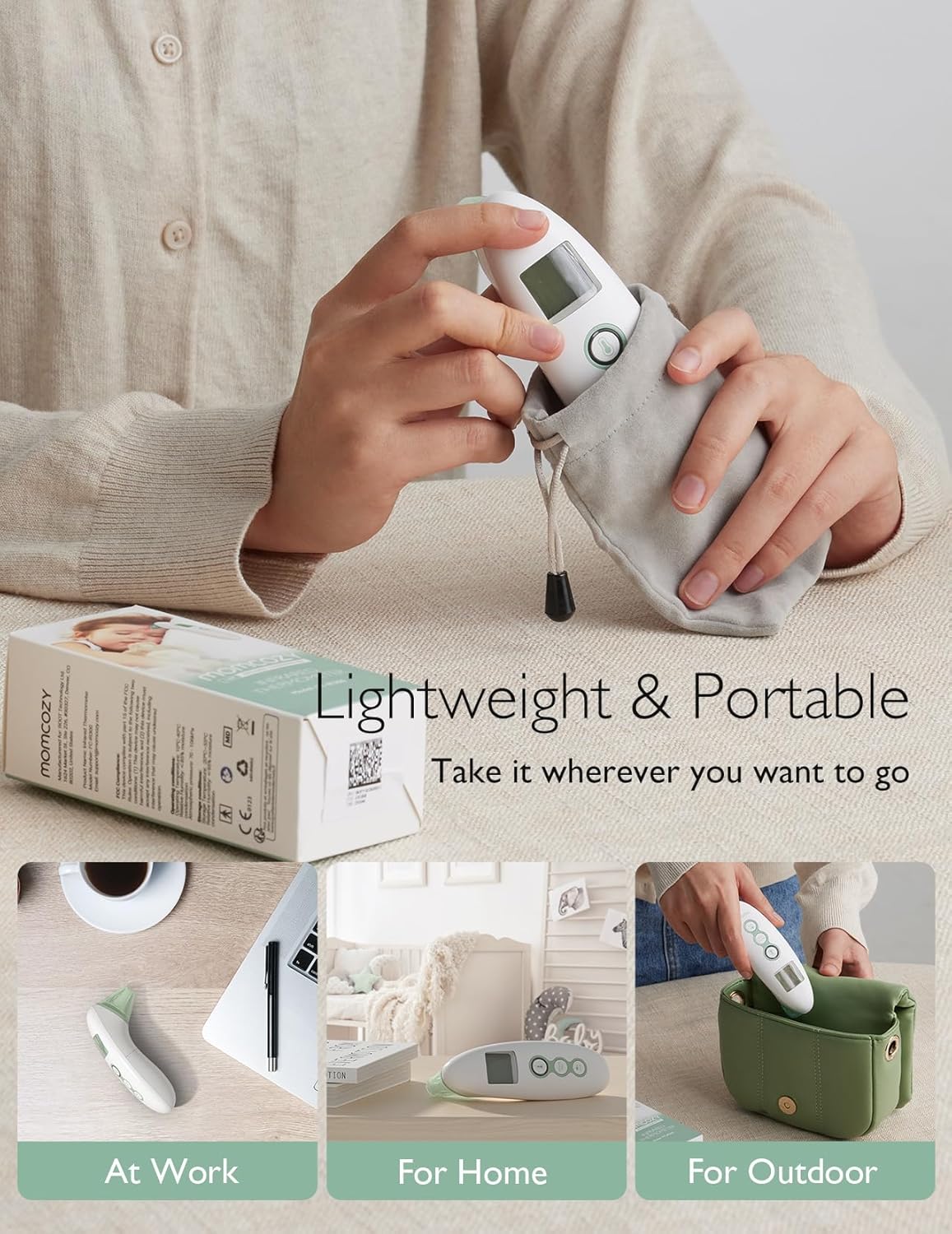 Momcozy Non - Contact Forehead & Ear Thermometer for Adults & Children, Infrared with Fever Alarm, Mute & Memory Functions